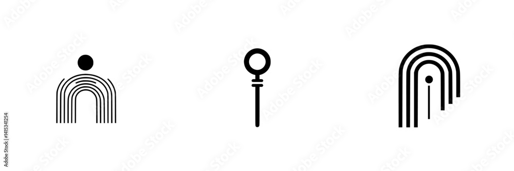 Poster vector illustration icons depicting geometric shapes and lines in a minimalist style with abstract d