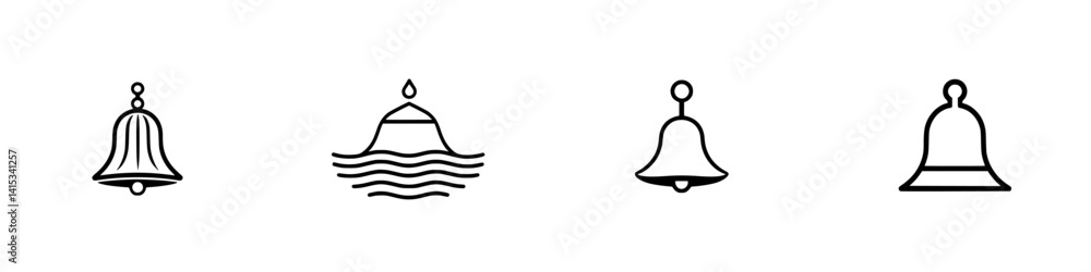 Poster vector illustration of various bell designs showcasing distinct styles and shapes for use in digital