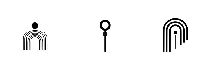 Vector illustration icons depicting geometric shapes and lines in a minimalist style with abstract designs suitable for various applications