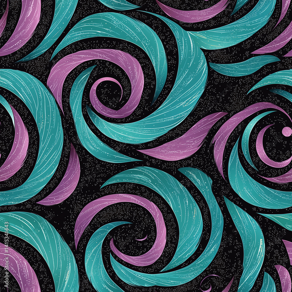 Poster playful irregular seamless wallpaper patterns with spirals colorful motifs vibrant backdrop abstract