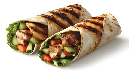 High-Resolution Chicken Shawarma Roll with Fresh Vegetables