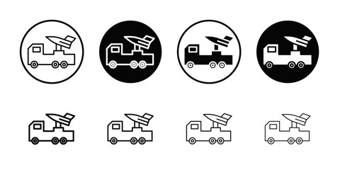 Missile Launcher icon Black and white outline vector