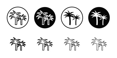 palm tree icon Black and white outline vector