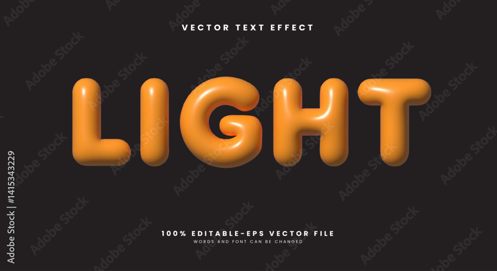 Poster light inflated style editable text effect template