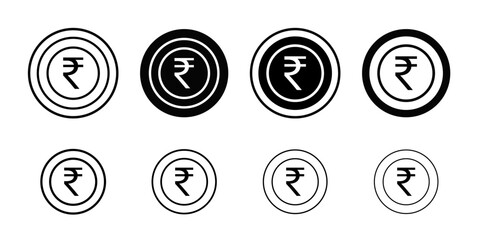 rupee currency icon Black and white outline vector
