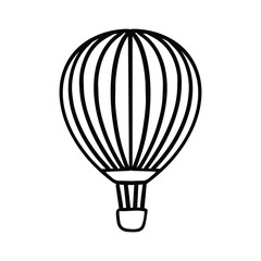 Hot Air Ballooon Icon Hand Drawn, Black and White - Thick Lines