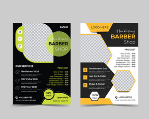 Barbershop different concept flyer template design with editable promotion beauty salon brochure cover poster template 