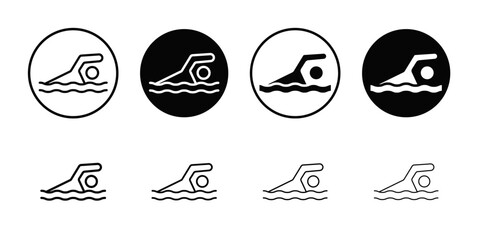 swimming icon Black and white outline vector