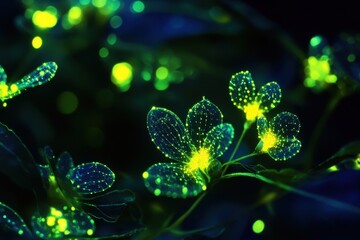 Beautiful glowing flowers creating a magical atmosphere in a twilight garden setting