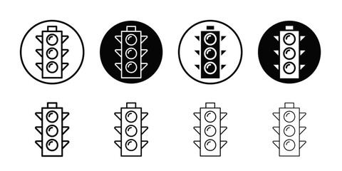 Traffic light icon Black and white outline vector