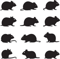 Fototapeta premium Hamster silhouettes set