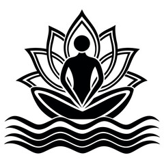 Obraz premium Yoga logo with lotus vector illustration. 