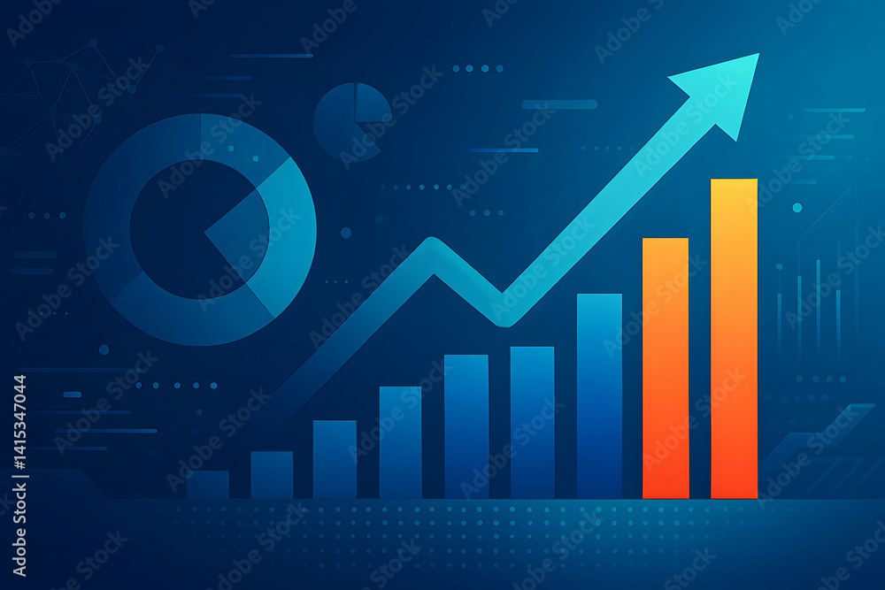 Aufkleber graph showing upward growth and progress.