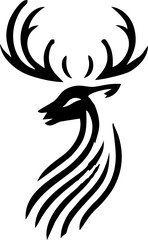 Elegant Stag Head Design Black Ink Drawing Wildlife Art Graphic	