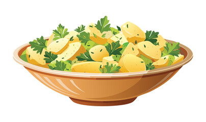 Potato Salad with Parsley Garnish - Vector Illustration