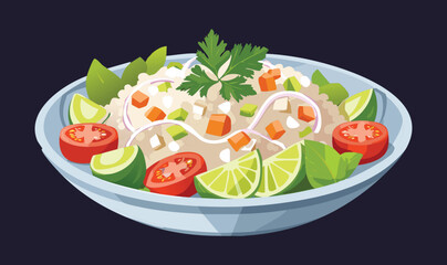 Ceviche Salad Fresh- Vector Illustration