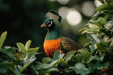 Colorful bird perched in foliage