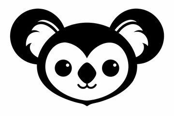 Cute Koala Head with Hearts Silhouette Illustration
