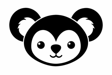 Cute Koala Head with Hearts Silhouette Vector