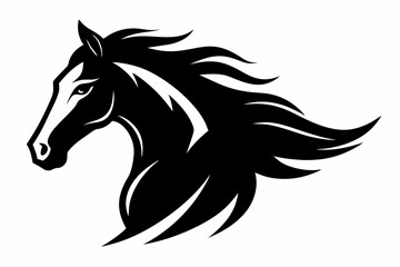 Detailed Horse Head in Motion Silhouette Vector