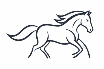 Detailed Horse Head in Motion Outline Illustration