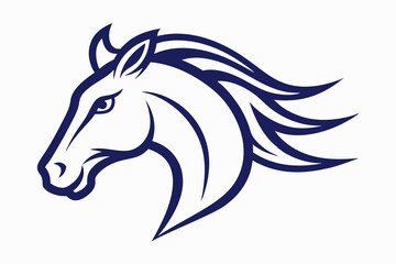 Detailed Horse Head in Motion Outline Vector