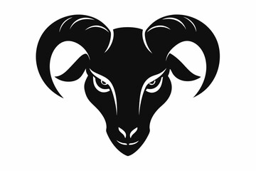 Fototapeta premium Devil Horned Ram Head Tattoo Silhouette Vector
