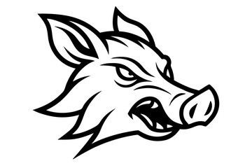 Growling Boar Head Tribal Style Line Art Vector