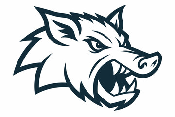 Growling Boar Head Tribal Style Outline Illustration
