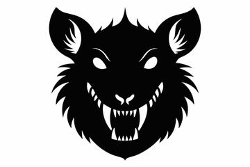 Horror Themed Rat Head Silhouette Vector Illustration