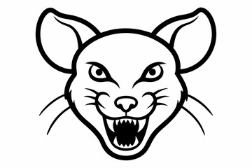 Horror Themed Rat Head Outline Vector Illustration