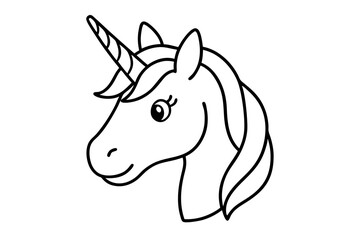 Pastel Cute Unicorn Head Line Art Vector Illustration