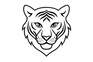 Psychedelic Tiger Head Design Line Art Vector
