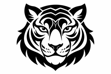Psychedelic Tiger Head Design Silhouette Illustration