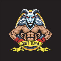 Fototapeta premium Vector Illustration of Goat Wearing Boxing Gloves with Detailed Illustration Available for Logo Badge