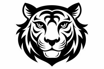 Psychedelic Tiger Head Design Silhouette Vector