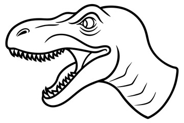Roaring Dinosaur Head Line Art Vector Design