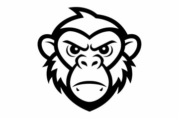 Stylized Angry Monkey Head Outline Vector Design