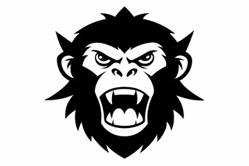 Stylized Angry Monkey Head Silhouette Vector Design