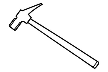 Hammer Line Art Vector Illustration With White Background