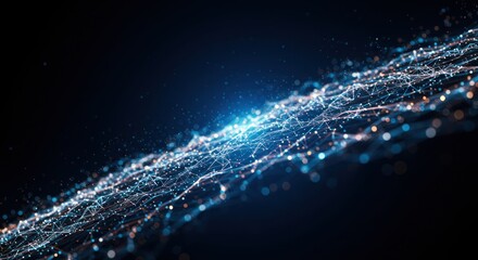 Abstract network of connected dots and lines on a dark background.