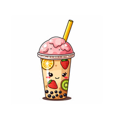 ice cream in a glass isolated on white background 