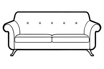 Sofa Line Art Vector Illustration With White Background
