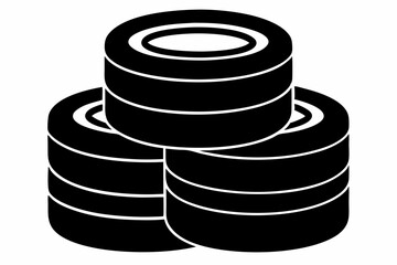 Stacked Tires Silhouette Vector Illustration Black