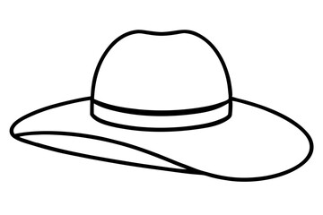 Straw Hat Line Art Vector Illustration With White