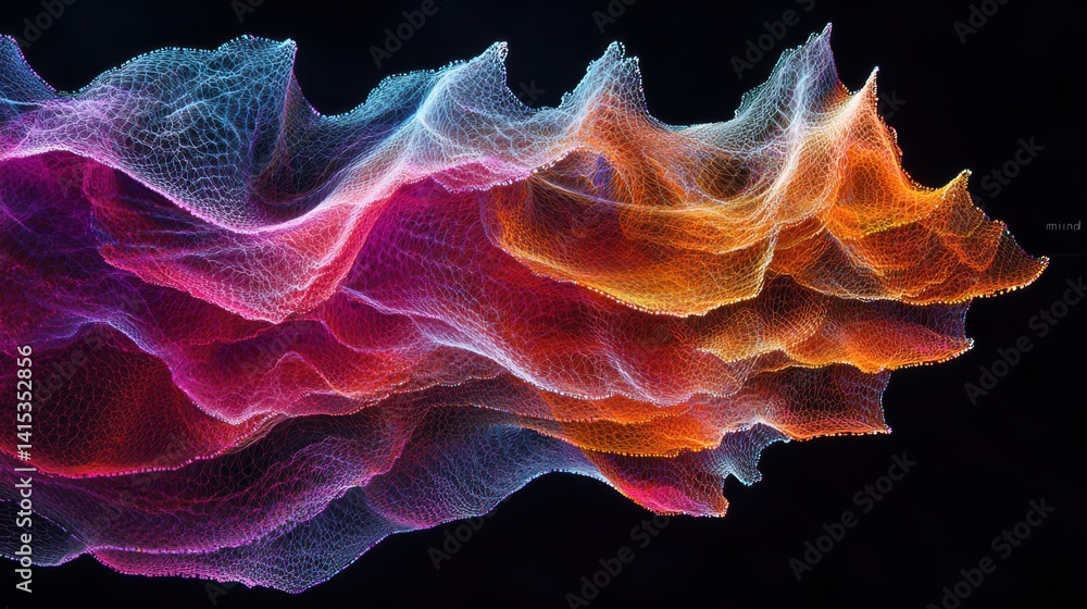 Poster an abstract composition of flowing, colorful lines creating a dynamic and vibrant artwork.
