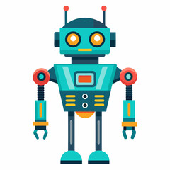 Cute Cartoon Robot Illustration Isolated On White Background For Creative Projects