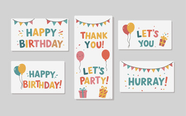 Colorful Assorted Celebration Card and Banner Graphics
