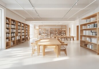 interior of large, spacious, modern, aesthetic, elegant library building