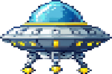 Retro UFO Pixel Art in 8-Bit Game Style